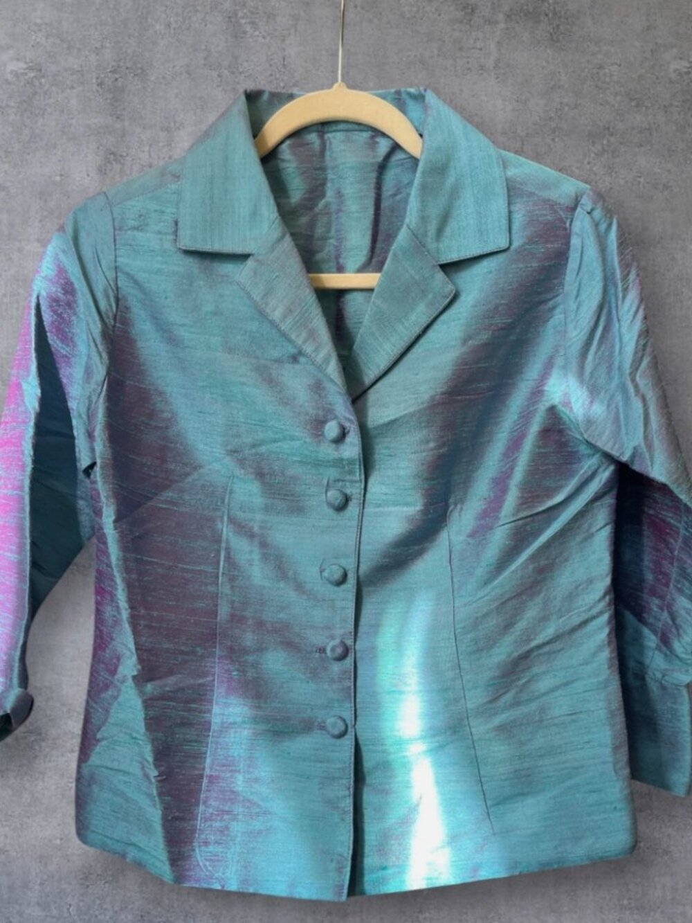Thai Silk Custom Made Cropped Shoulder Pad Structured Blazer S